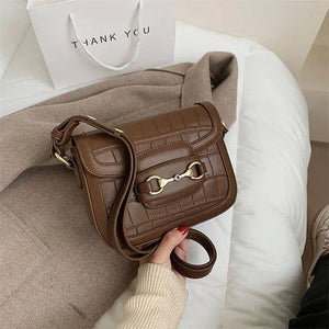 Snaffle Bit Shoulder Bag - White, Black, Brown