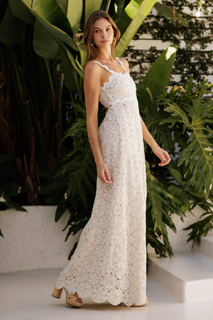 Scallop Tank Crochet Maxi Dress