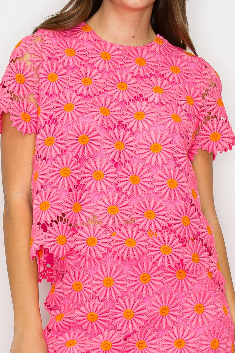 Lace Daisy Bow Top