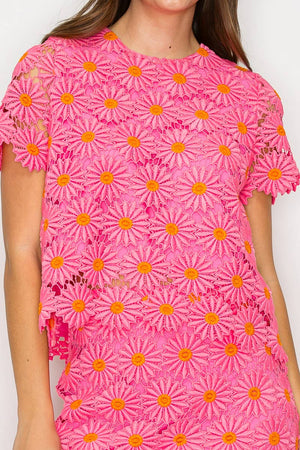 Lace Daisy Bow Top