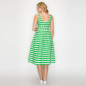 Lucky Green Stripe Classic Midi Dress