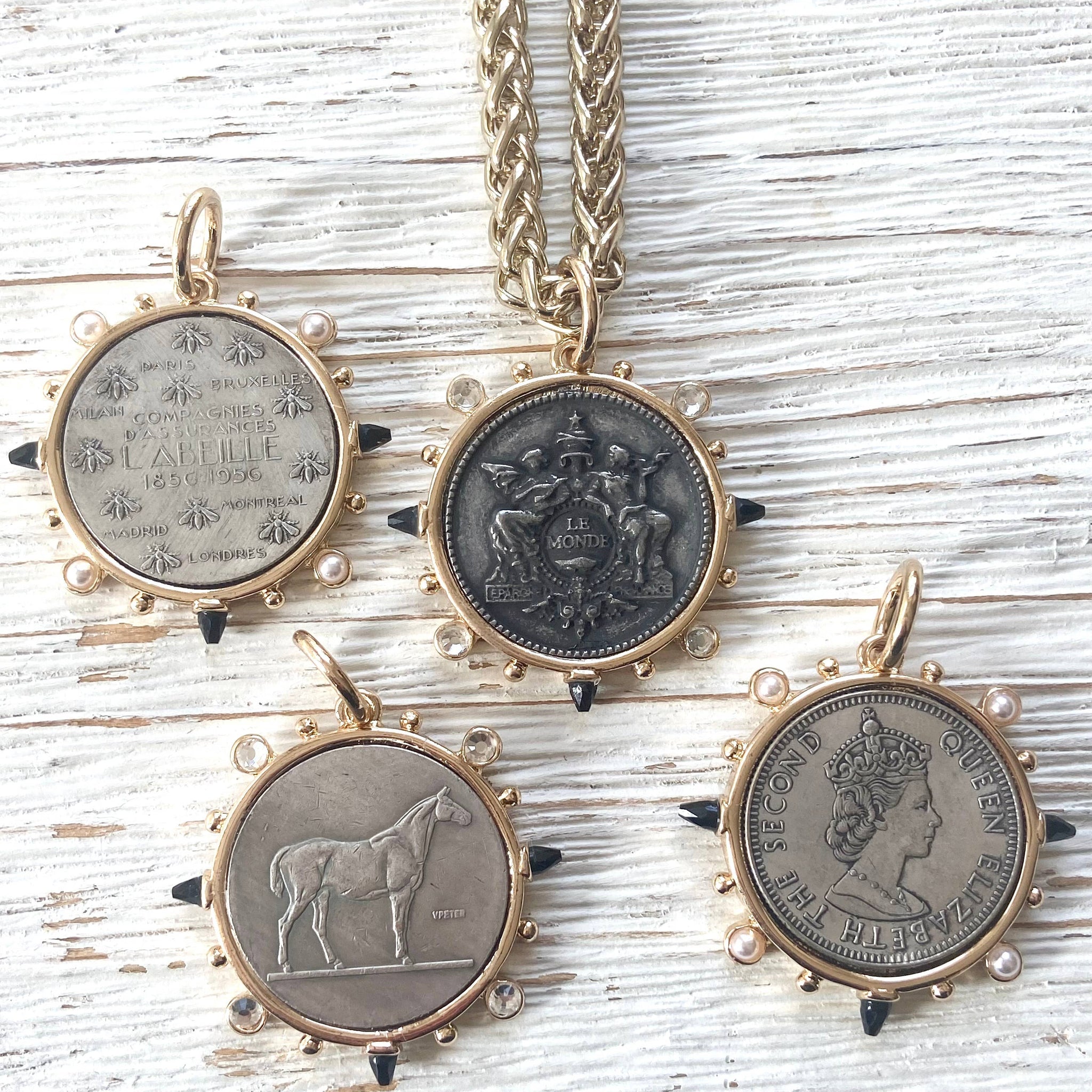 French Horse Coin Chain Necklace