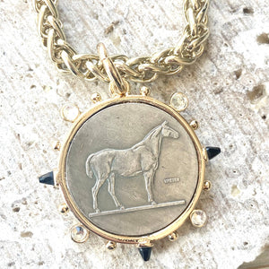 French Horse Coin Chain Necklace