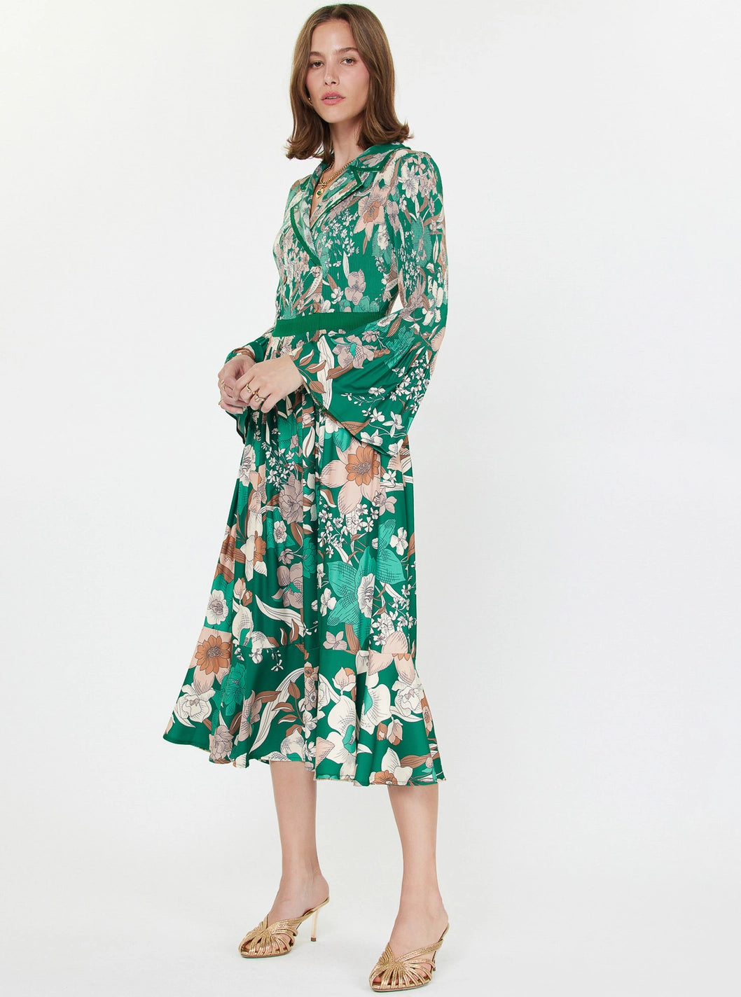 Floral Pleated Midi Dress
