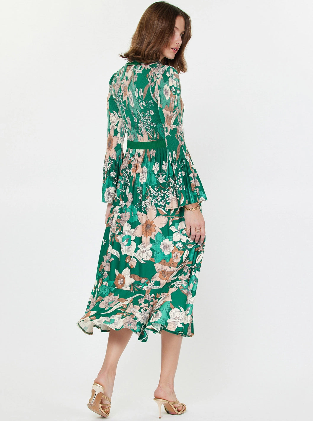 Floral Pleated Midi Dress