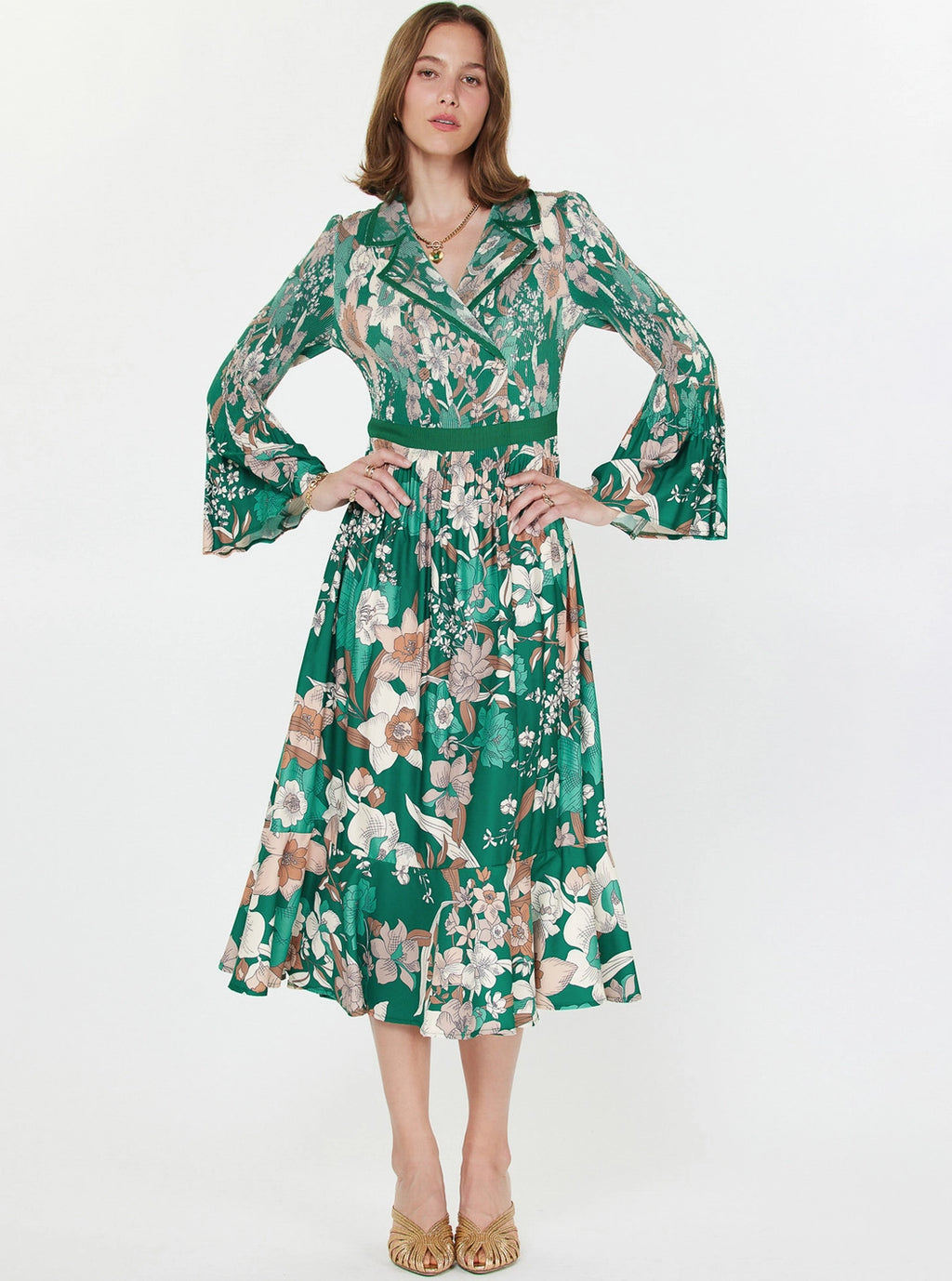 Floral Pleated Midi Dress