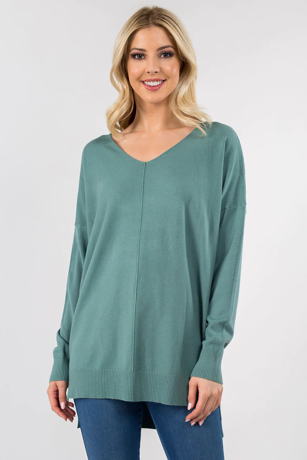 Dust Aqua V Neck