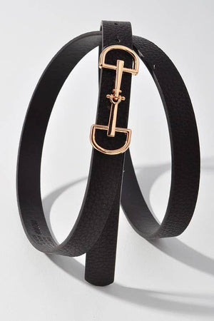 Horsebit Buckle Skinny Belt