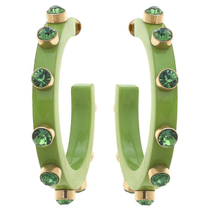 Canvas Style - Renee Resin and Rhinestone Hoop Earrings: Bubble Gum