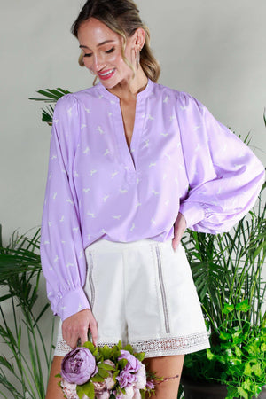 Horse Print Balloon Sleeve Blouse