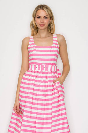 Pretty in Pink Stripe Midi Dress
