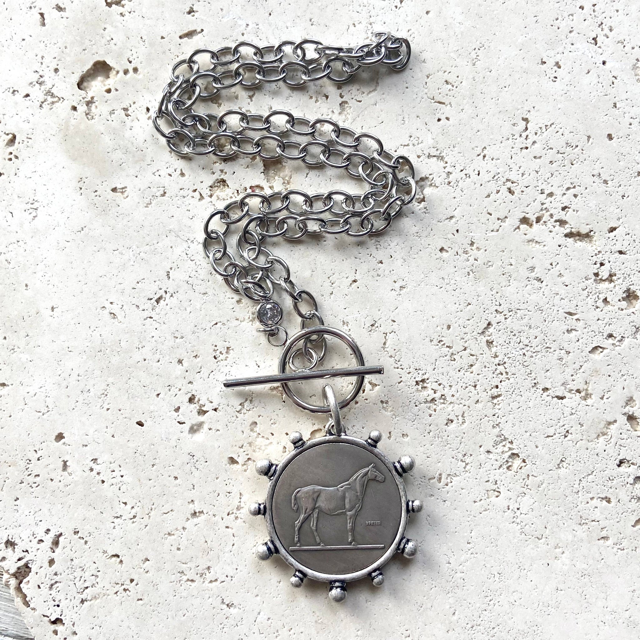 Horse Stainless Steel Chain Coin Necklace