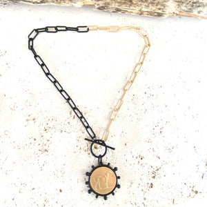 Mixed Metal Equestrian Coin Necklace