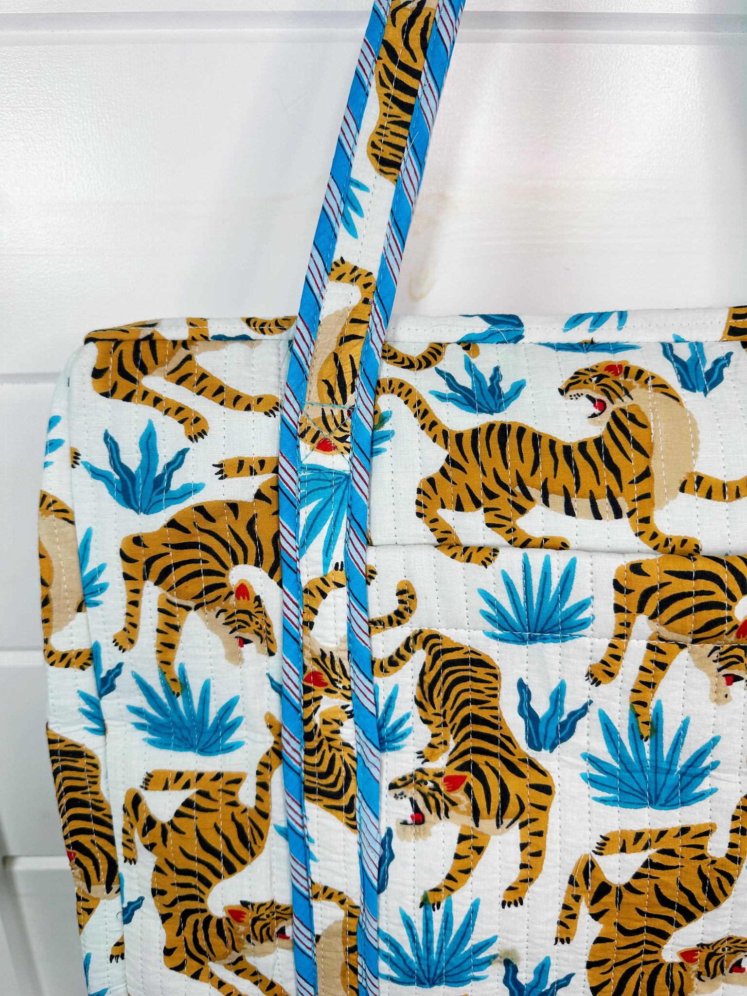 White Tiger Quilted Duffle Bag