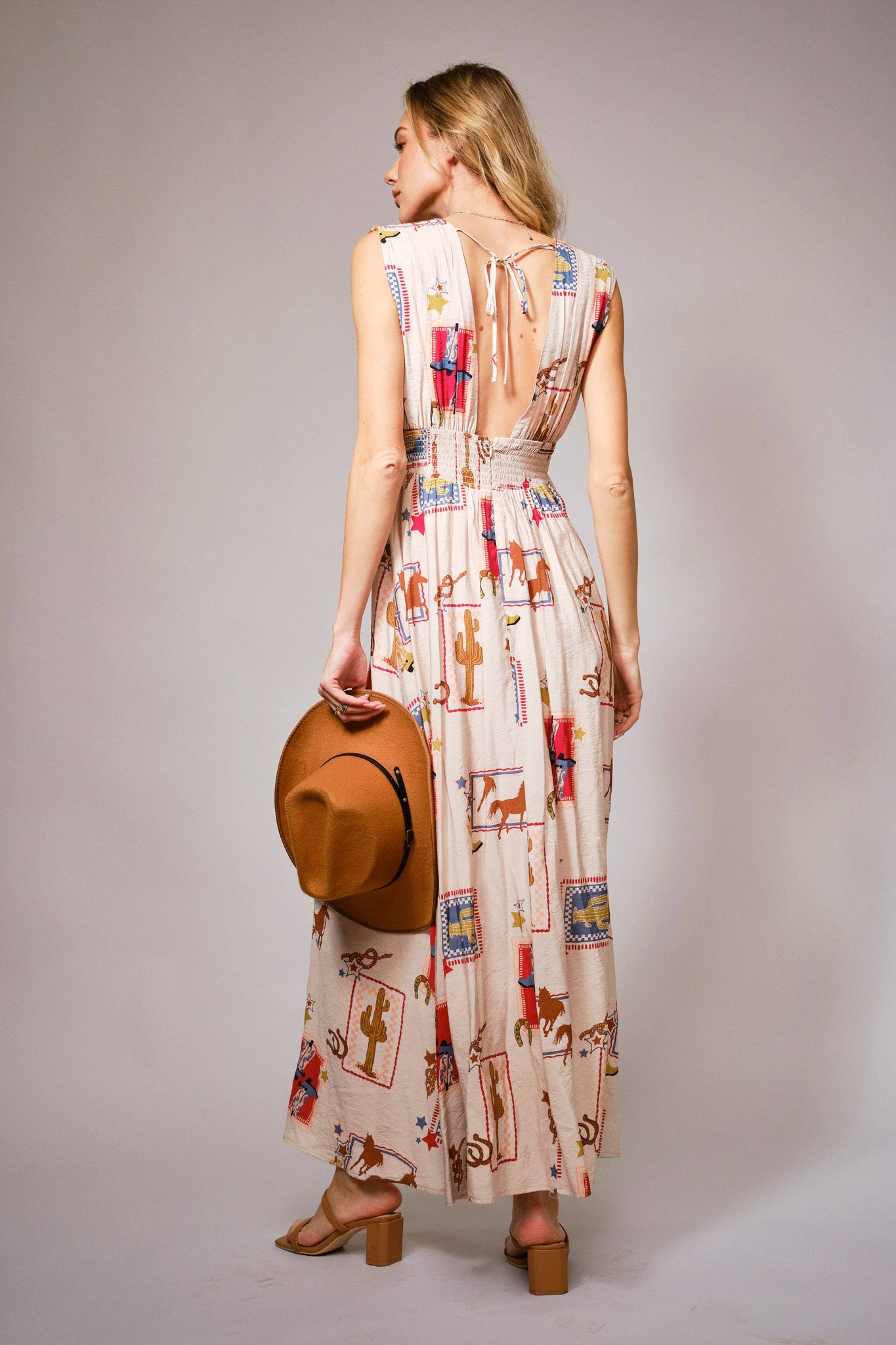 Western Motif Maxi Dress