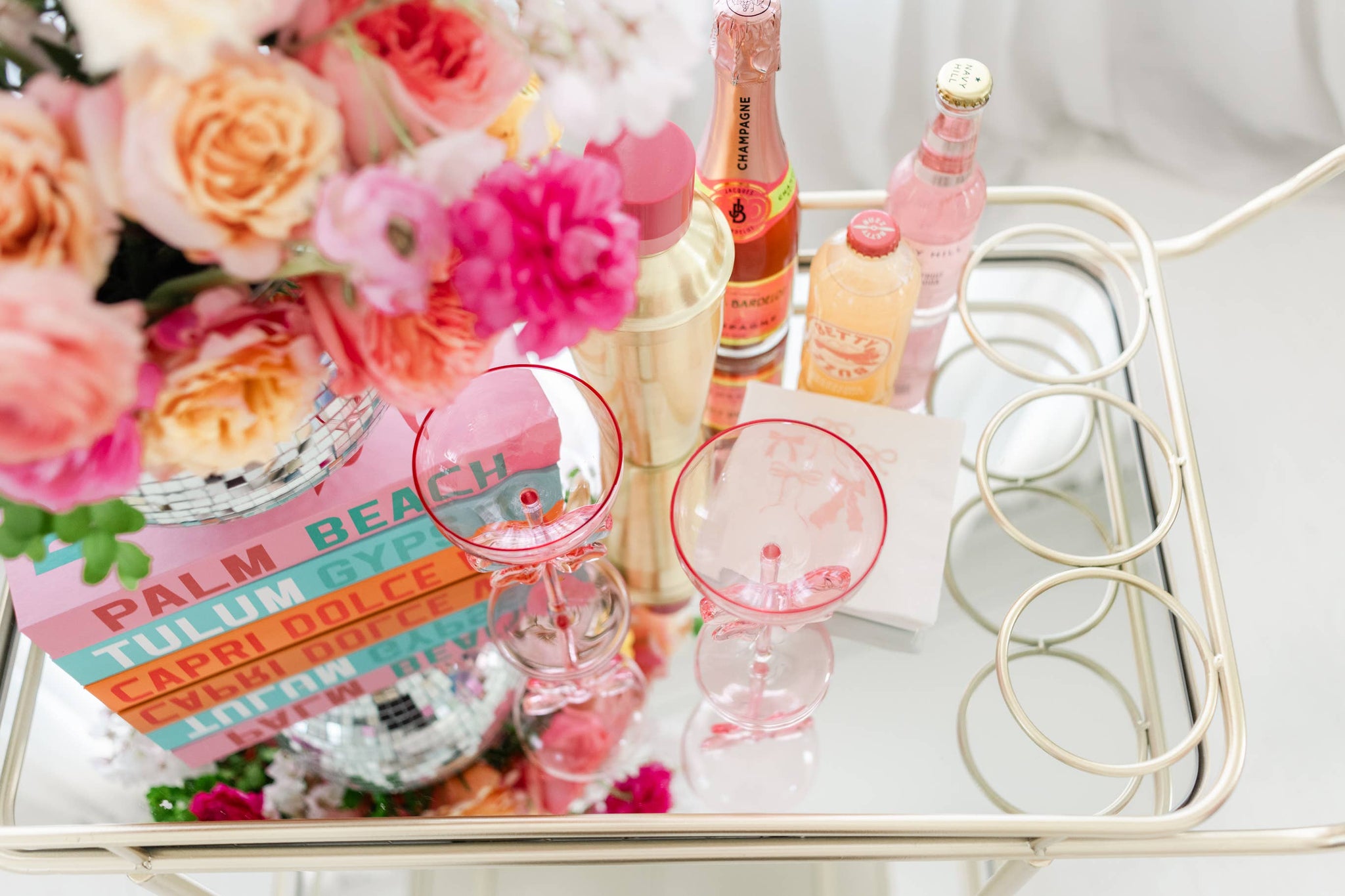 Bow & Bubbly - Pink Coupe Wine Glass 