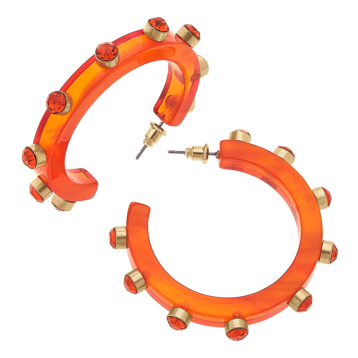 Canvas Style - Renee Resin and Rhinestone Hoop Earrings: Bubble Gum