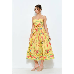 Embroidered Bustier Midi Dress