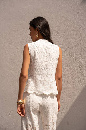 Elodie Lace Top - white & Black