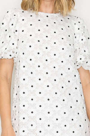 Daisy Polka Dot Lace Mini Dress