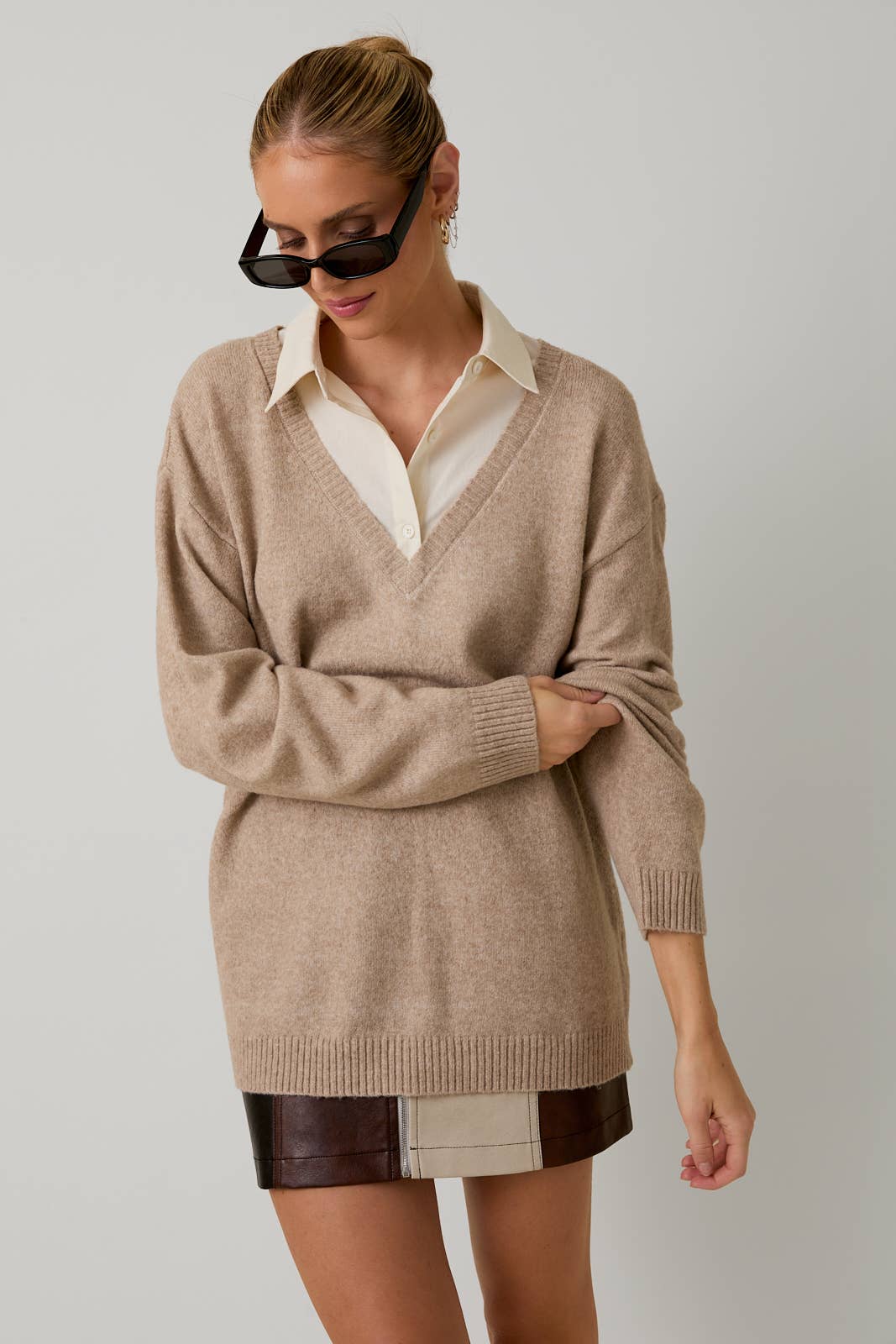 Layered Pull Over Sweater Top