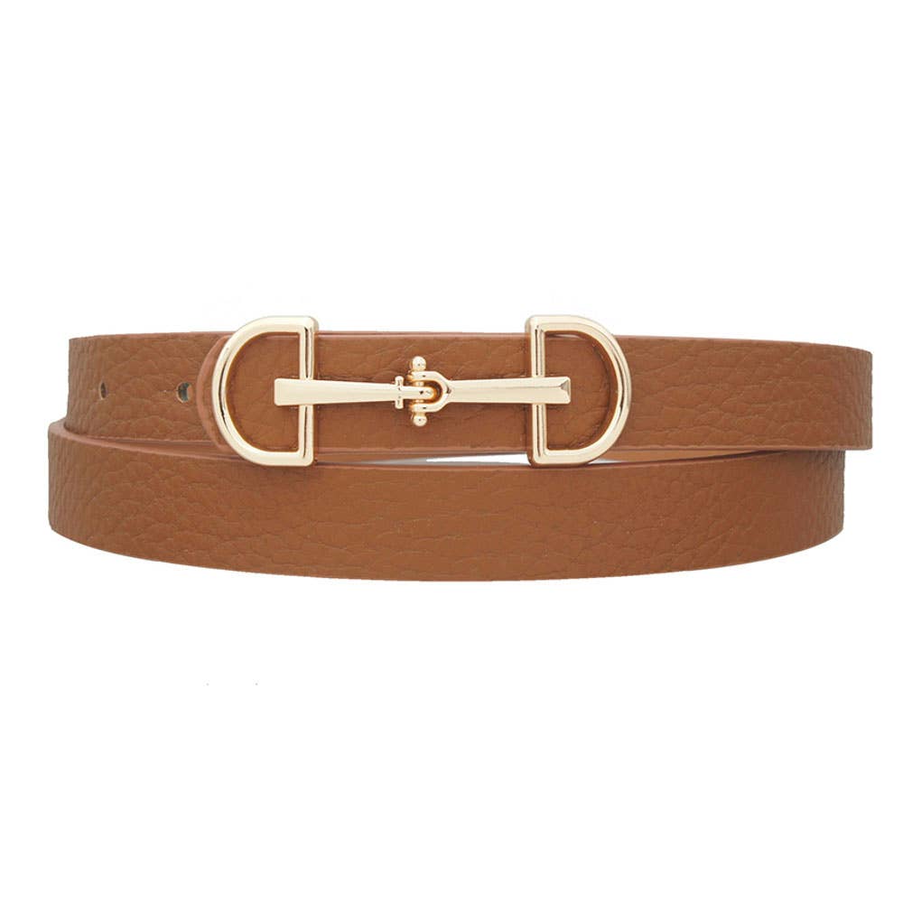 Horsebit Buckle Skinny Belt