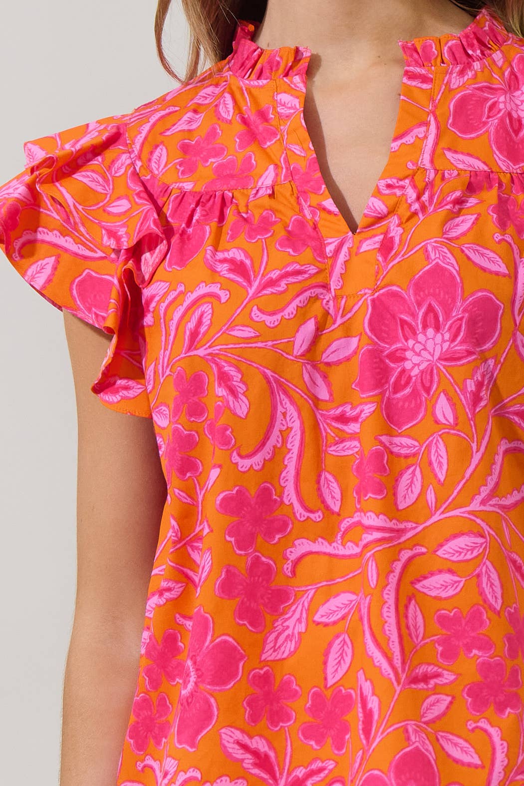 Rea Floral Emery Split Neck Top