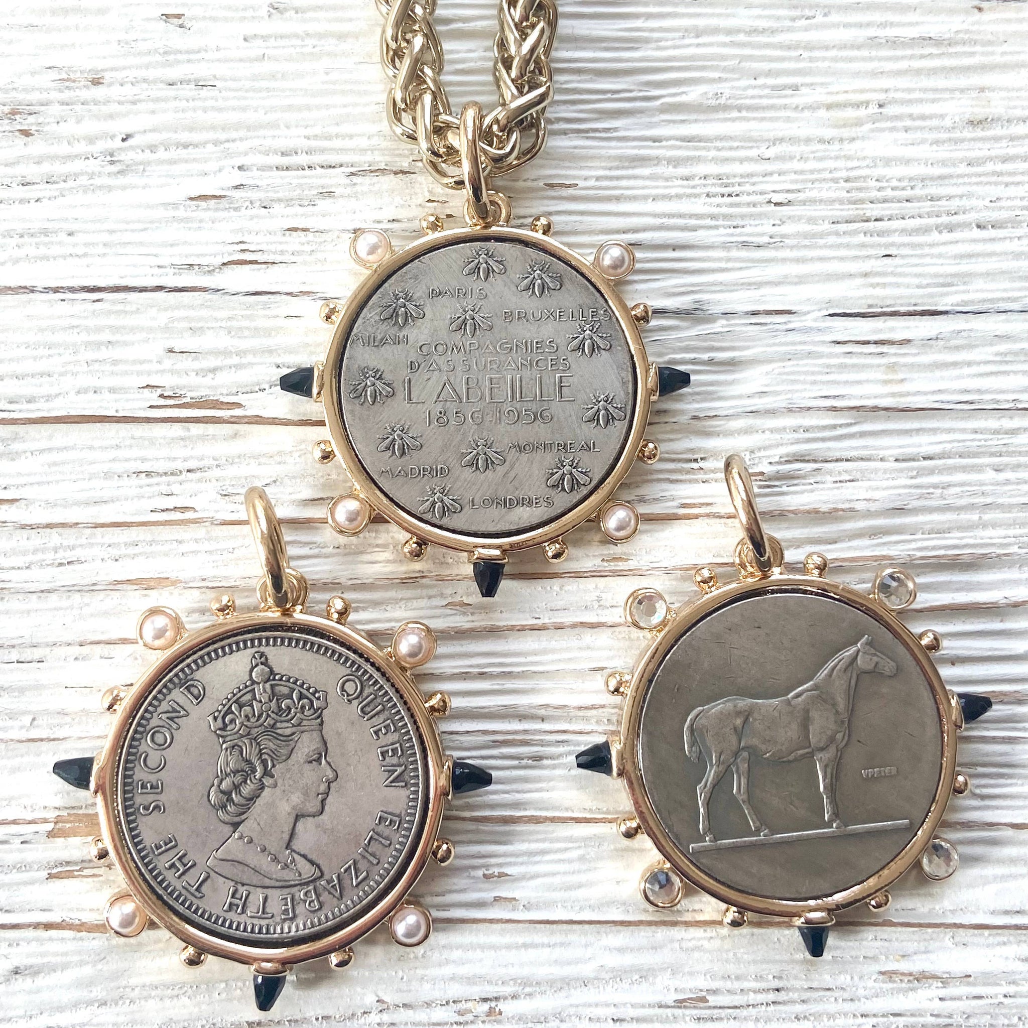 French Horse Coin Chain Necklace