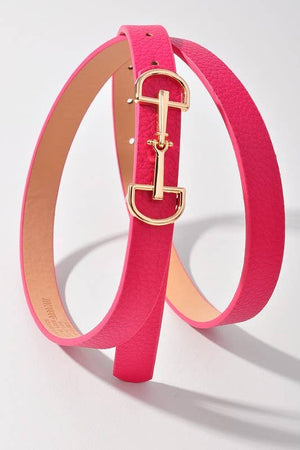 Horsebit Buckle Skinny Belt