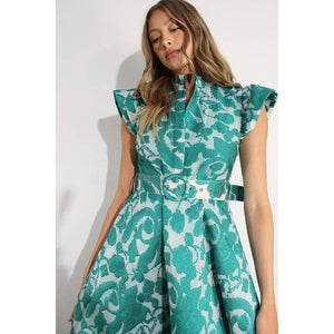 Embossed Print Midi Dress