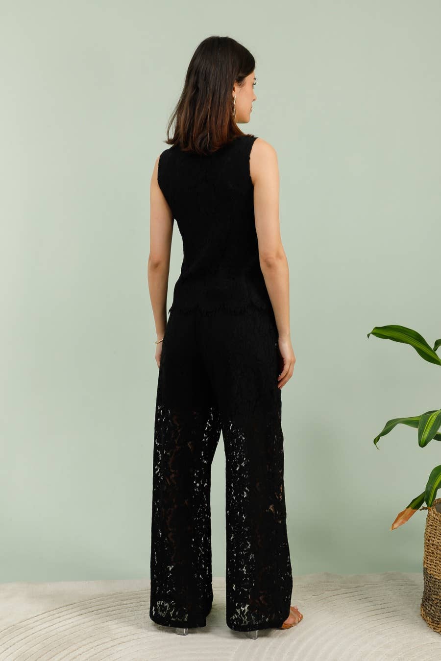 Elodie Lace Top - white & Black