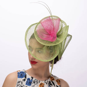 2Tone Sinamay Fascinator With 2 Quill Stick Feathers