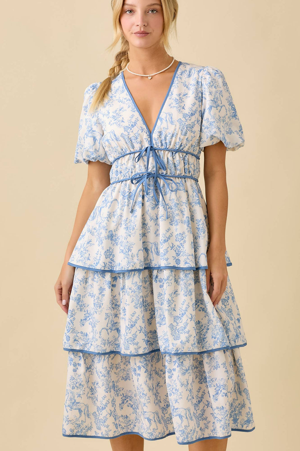Vintage Horse Toile Midi Dress