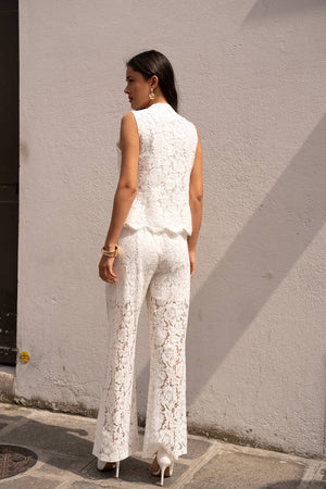 Elodie Lace Top - white & Black