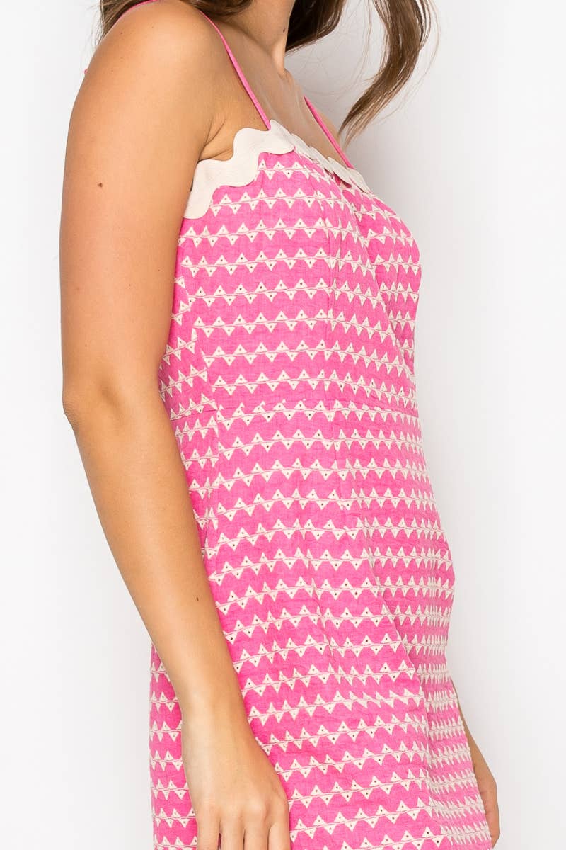 Geo Embroidery Mini Cami Dress