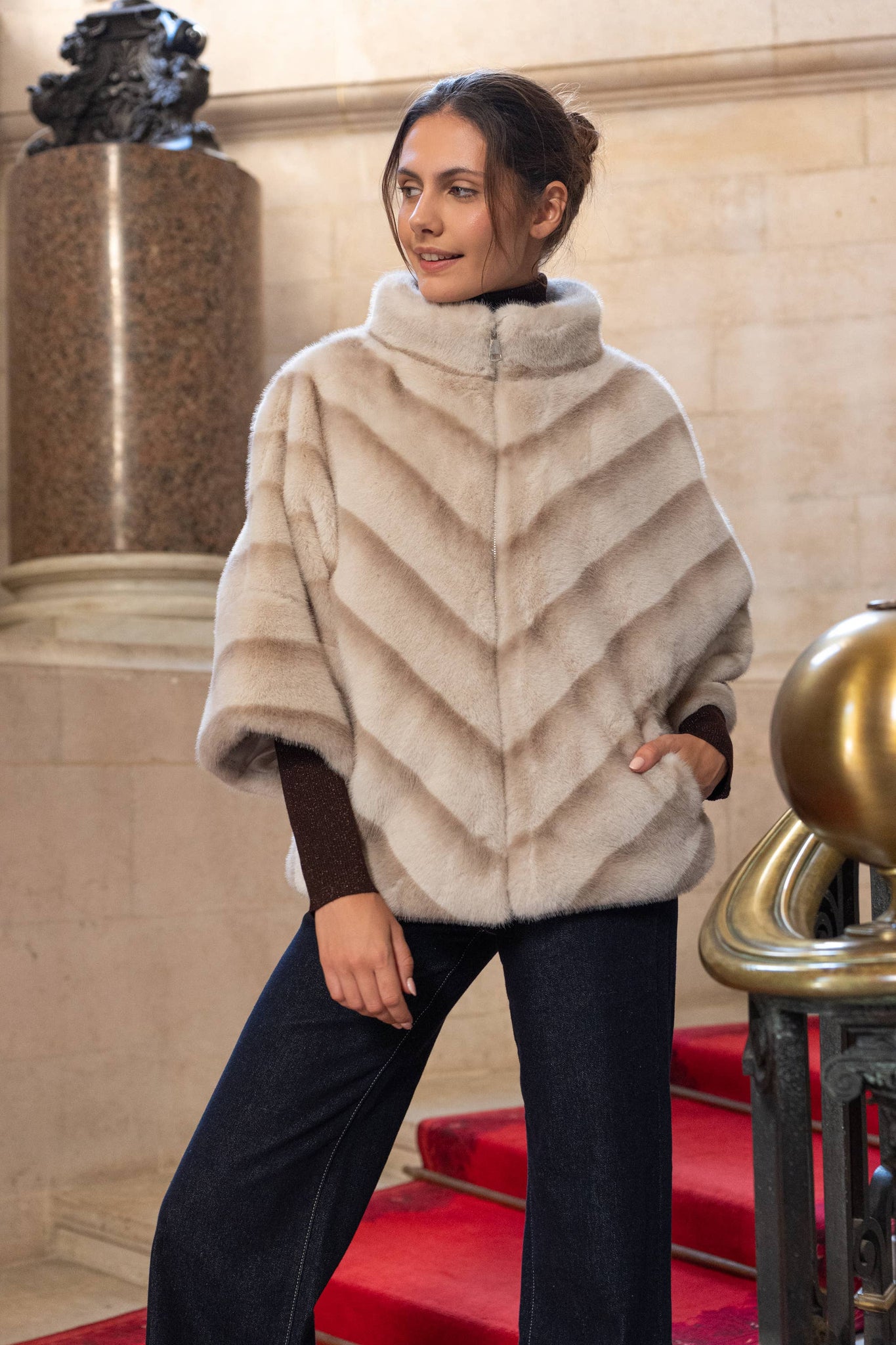 Copenhagen Faux Fur Cape Jacket