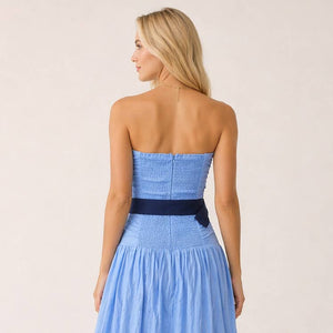 ma jolie strapless midi dress blue Ma Jolie Strapless Midi Dress Champagne