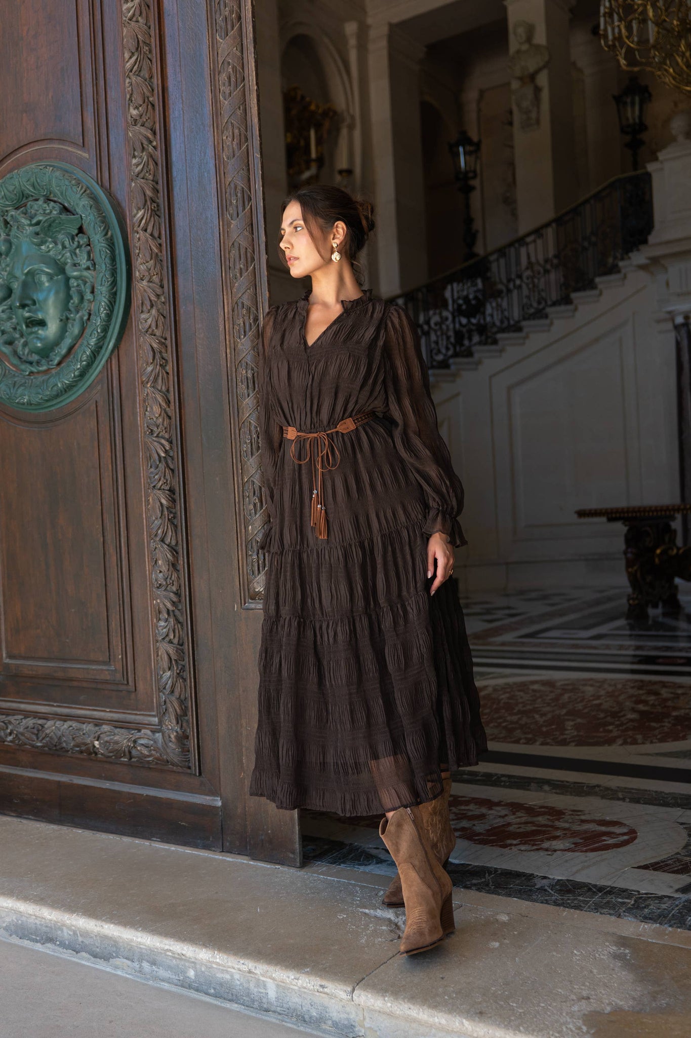 Simone Ruched Long Dress
