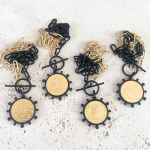 Mixed Metal Equestrian Coin Necklace
