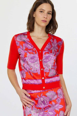 Paisley Floral Printed V-neck Cardigan