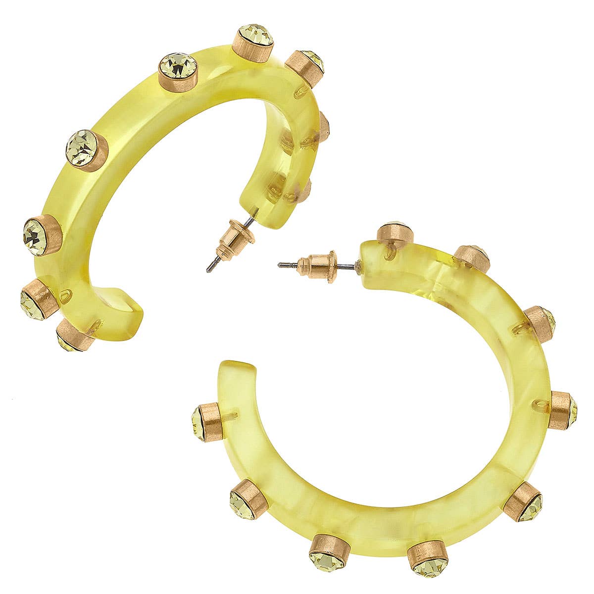 Canvas Style - Renee Resin and Rhinestone Hoop Earrings: Bubble Gum