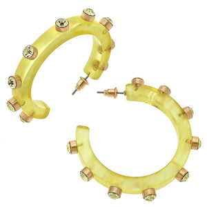 Canvas Style - Renee Resin and Rhinestone Hoop Earrings: Bubble Gum