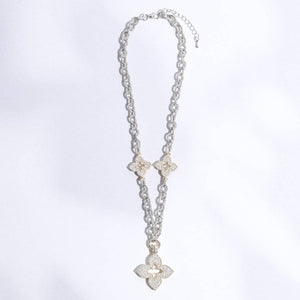 Clover Pave Clover Mop Gold Necklace