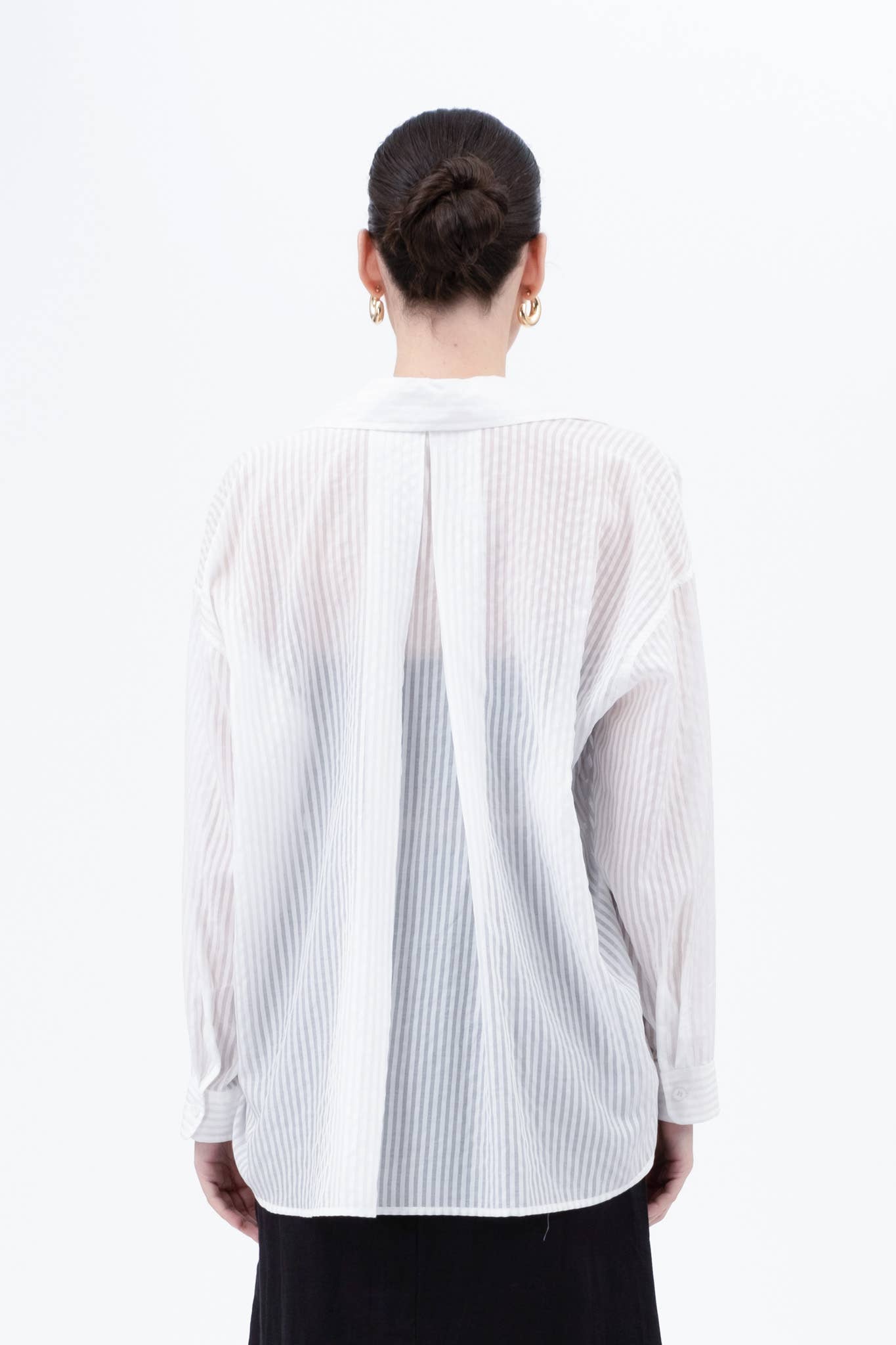 Stripe Sheer Button Down