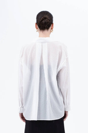 Stripe Sheer Button Down