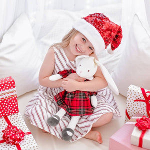 Havah the Bunny in Holiday Plaid Dress