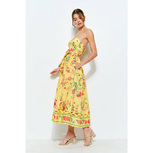 Embroidered Bustier Midi Dress