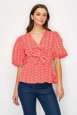 Coral Cotton Embroidery Top