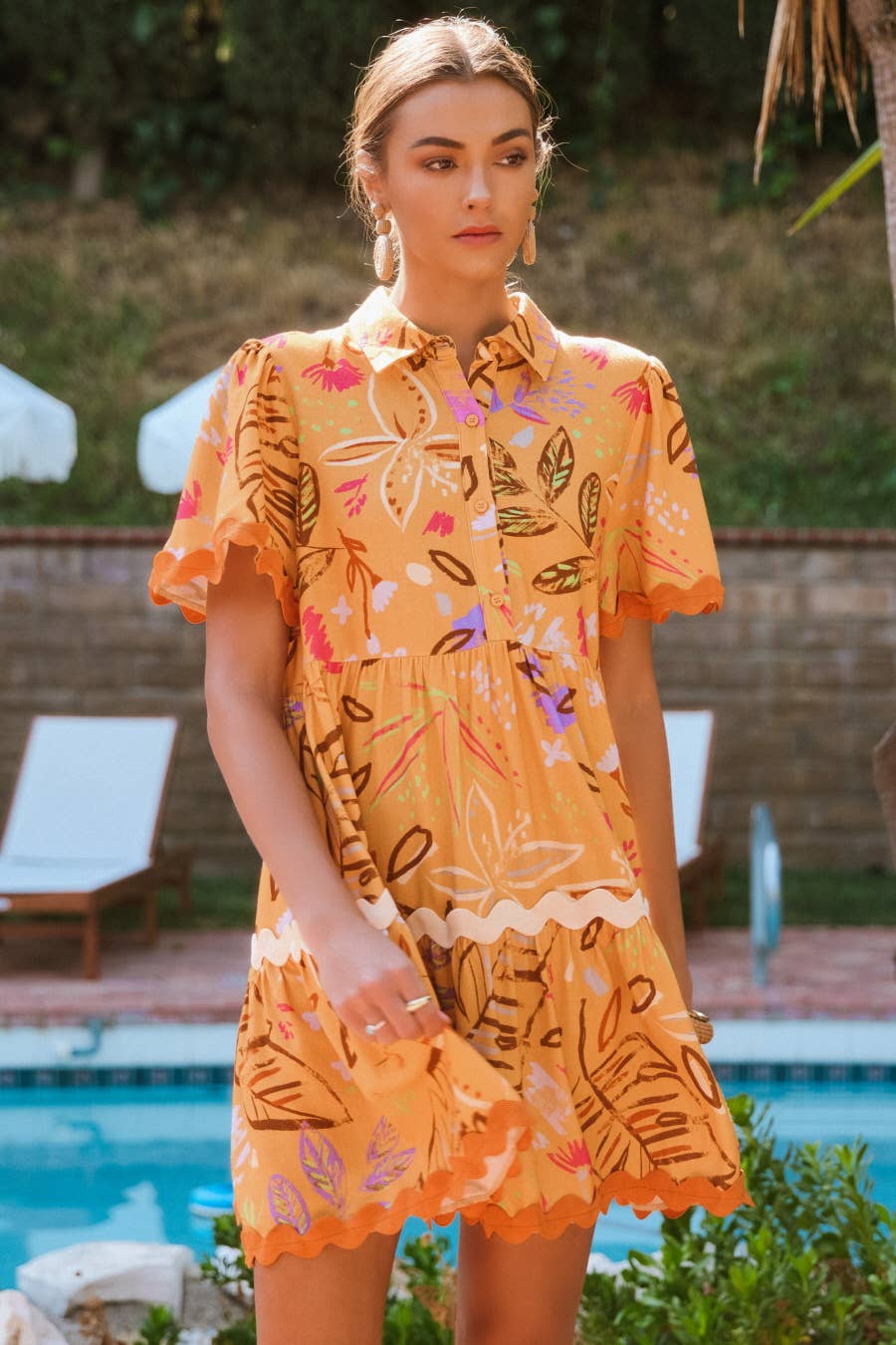 Printed Baby Doll Mini Dress