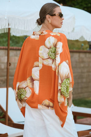 Floral Printed Batwing Resort Top